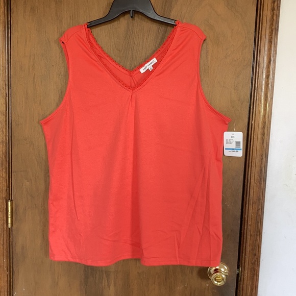 Emily Daniels sleeveless tank top v neck w crochet trim top size 2X - Picture 4 of 16